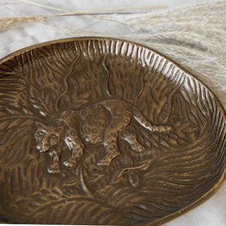Artesà Embossed Oval Serving Platter with Leopard Design