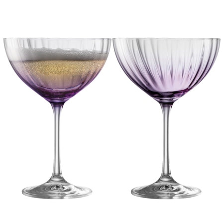 Galway Crystal Erne Cocktail/Champagne Saucer Set Of 2 In Amethyst