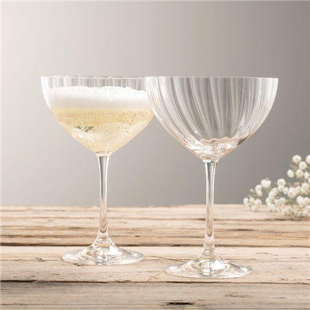 Galway Crystal Erne Saucer Champagne Pair