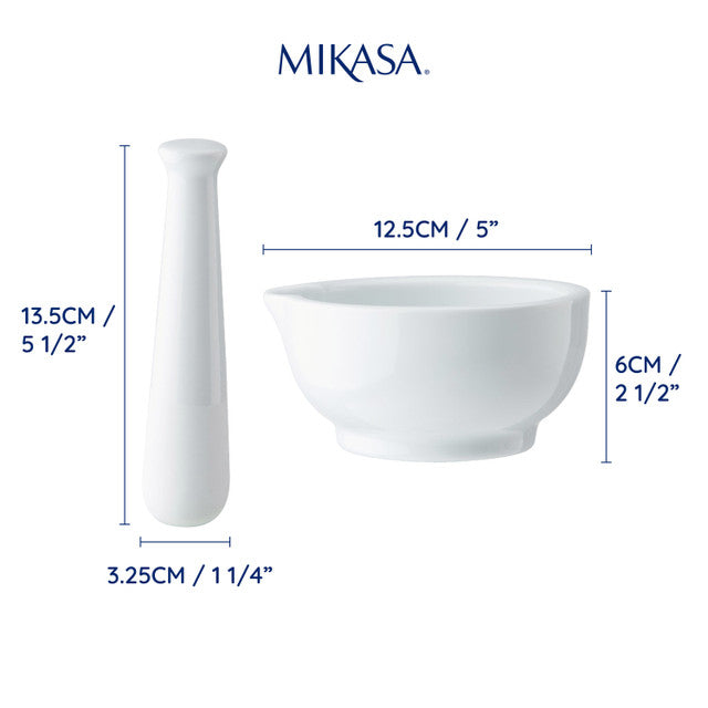 Mikasa Chalk Porcelain Pestle and Mortar White
