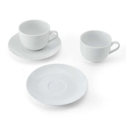 Mikasa Chalk Set of 2 Porcelain Tea Cups and Saucers 220ml White