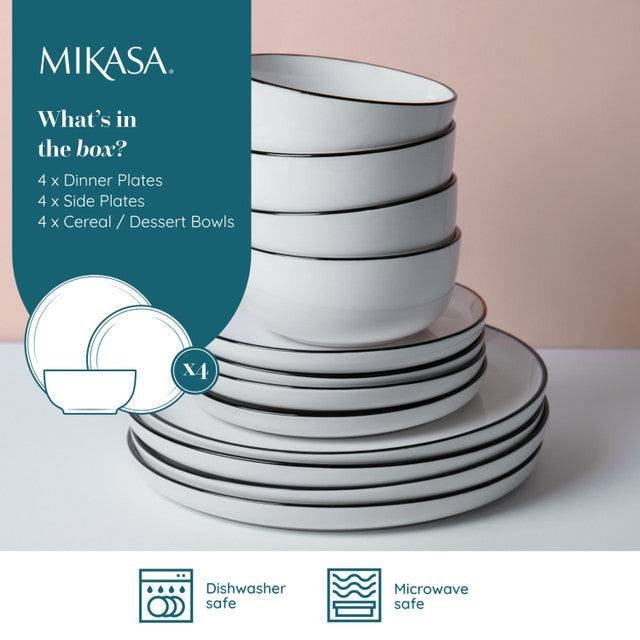 Mikasa Limestone Porcelain 12pc Dinner Set White