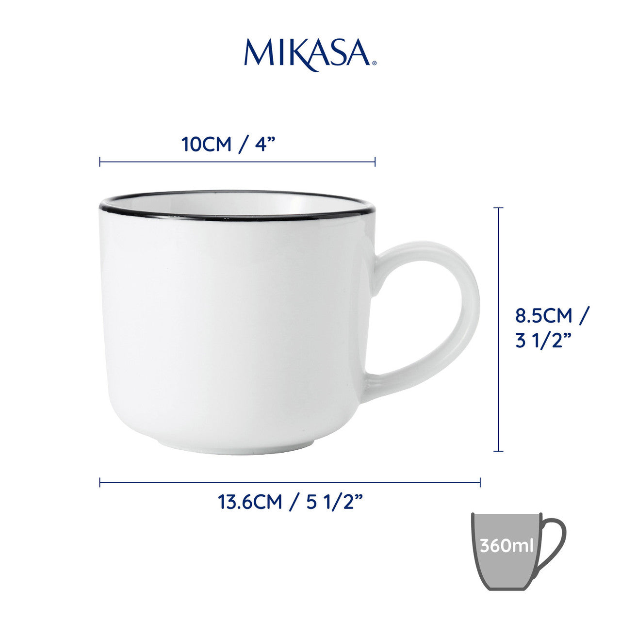 Mikasa Limestone Porcelain 4pc Mug Set 360ml White