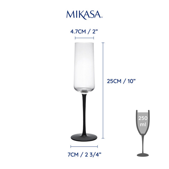 Mikasa Palermo 4 Piece Crystal Champagne Flute Set 250ml