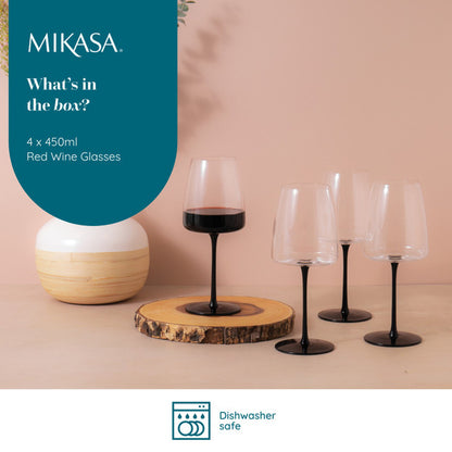 Mikasa Palermo 4 Piece Crystal Red Wine Glass Set 450ml