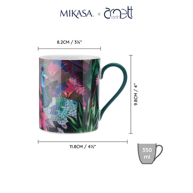 Mikasa x Sarah Arnett Porcelain Mug 350ml Peacock Print