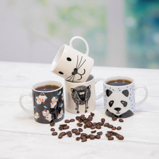 KitchenCraft 80ml Porcelain Cat Face Espresso Cup - Set of 6