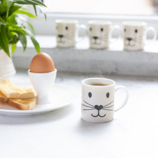 KitchenCraft 80ml Porcelain Cat Face Espresso Cup - Set of 6