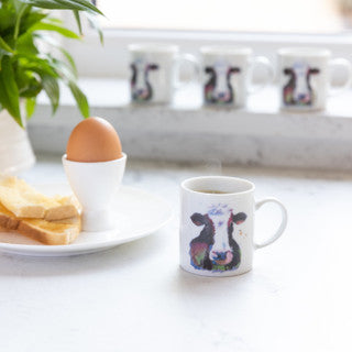 KitchenCraft 80ml Porcelain Watercolour Cow Espresso Cup - Set of 6