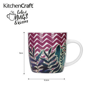 KitchenCraft Barrel Mug Set Exotic Floral Design Set of 4