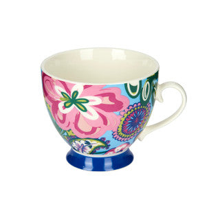 KitchenCraft Set of Four China Bright Floral Footed Mugs
