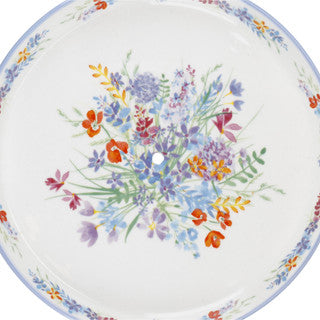 London Pottery Viscri Meadow Ceramic Cake Plate, 20cm, Almond Ivory / Cornflower Blue