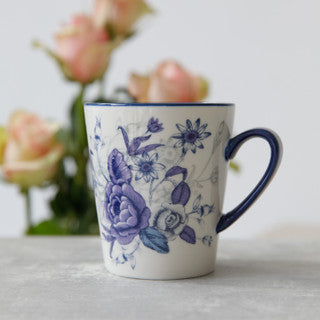 London Pottery Viscri Meadow Ceramic Mug, 300ml, Almond Ivory / Cornflower Blue