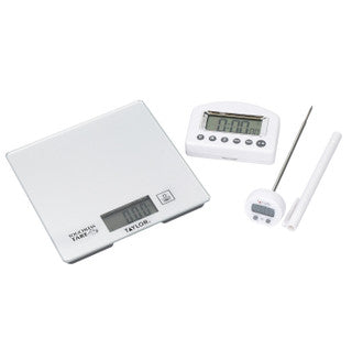 Taylor Pro Kitchen Scales, Timer and Thermometer Gift Set, Silver