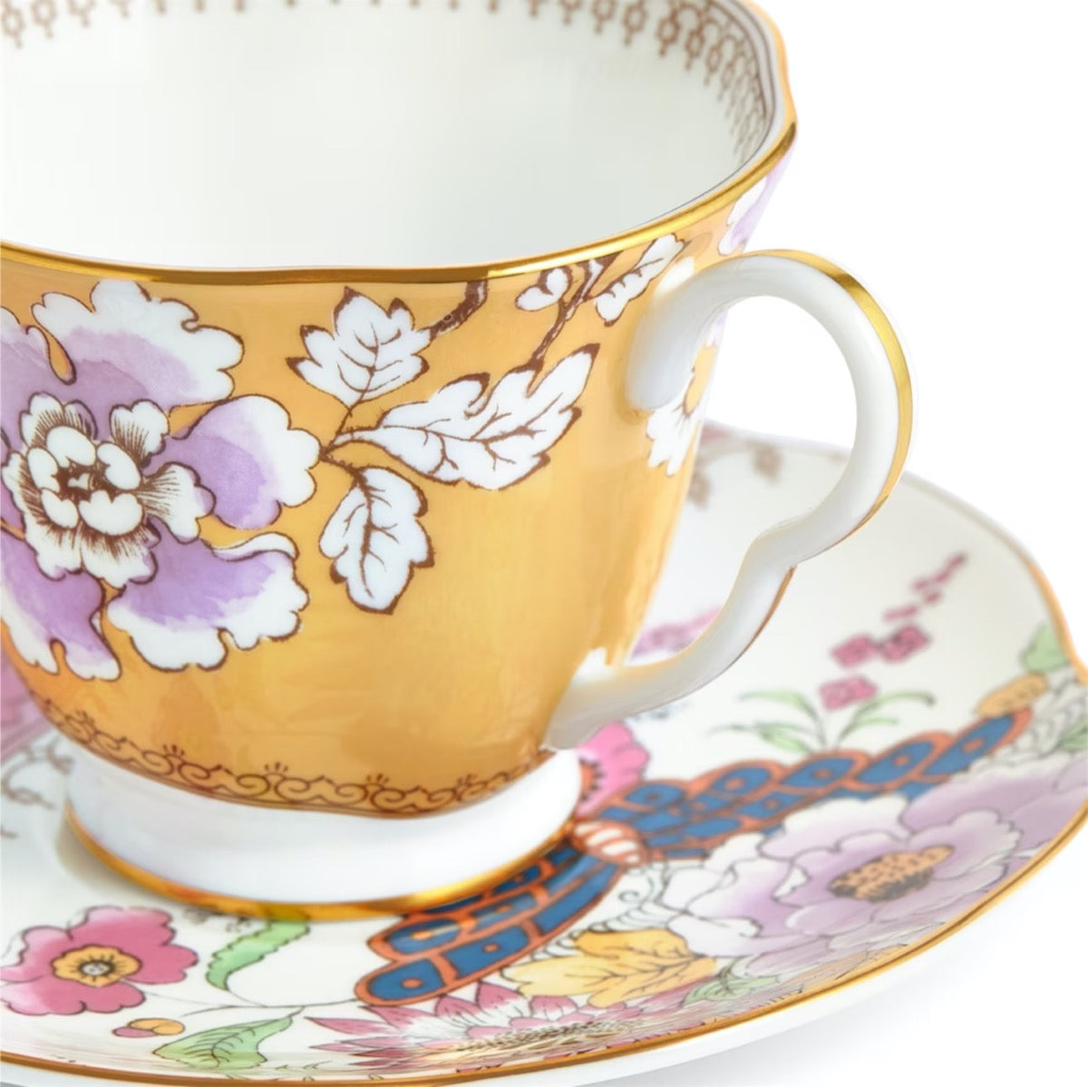 vintage Wedgwood butterfly bloom yellow teacup and saucer set