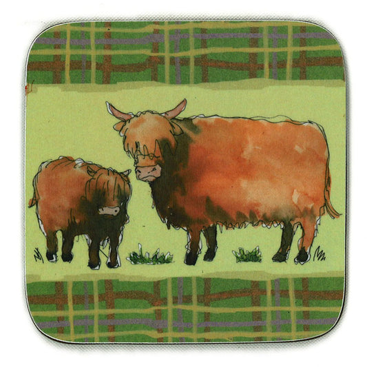 Coasters Set of 6 Highland Cow