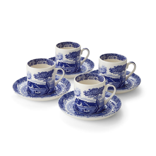 SpodeBlue Italian Coffee Cups and Saucers Set of 4