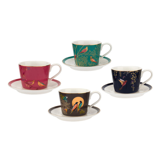 Sara Miller London Chelsea Collection 4 fl oz Espresso Cups & Saucers Set of 4