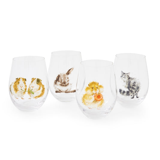 Royal Worcester Wrendale Designs Assorted Domestic Animals Tumblers Set of 4