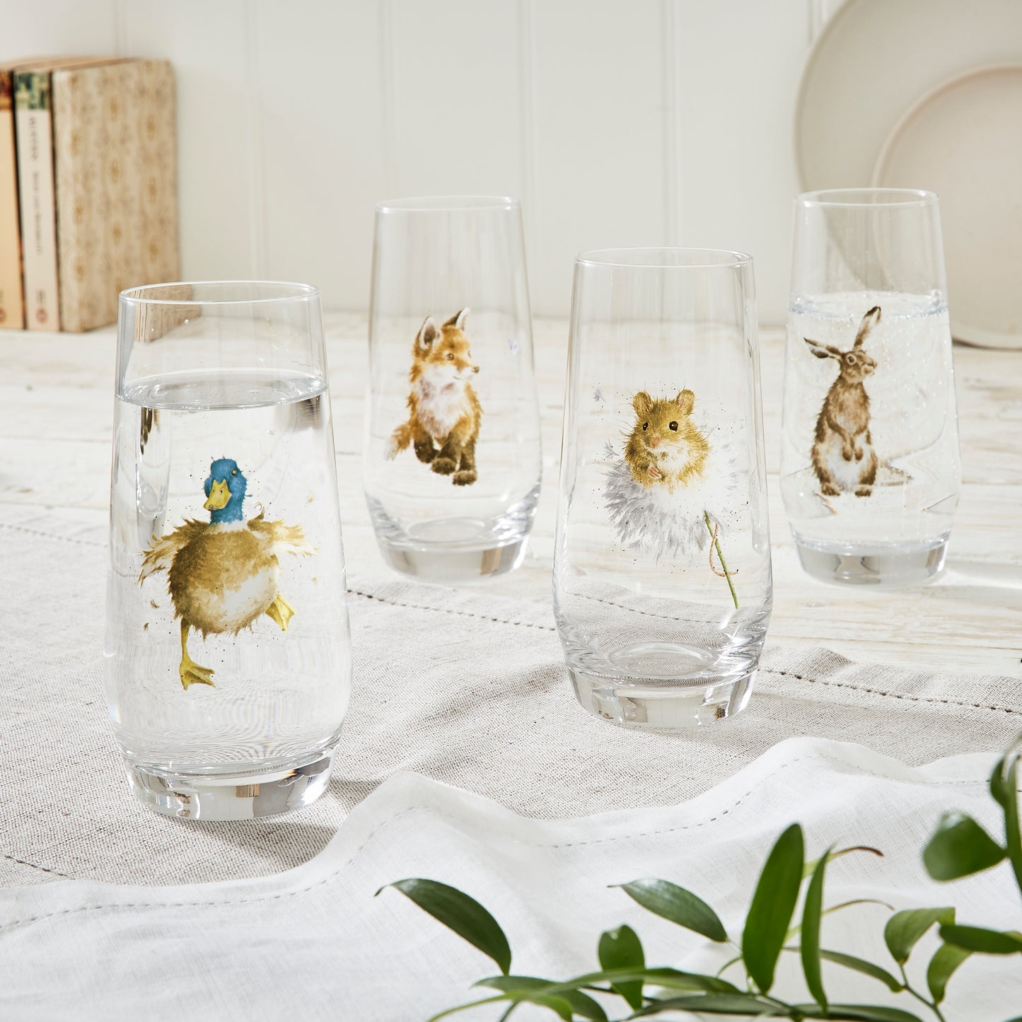 Royal Worcester Wrendale Designs Assorted Country Animals Hi-Ball Glasses Set of 4