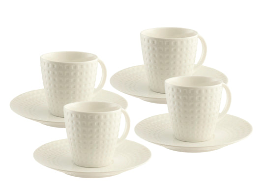 Belleek Living Grafton Tea Cups & Saucers Set Of 4