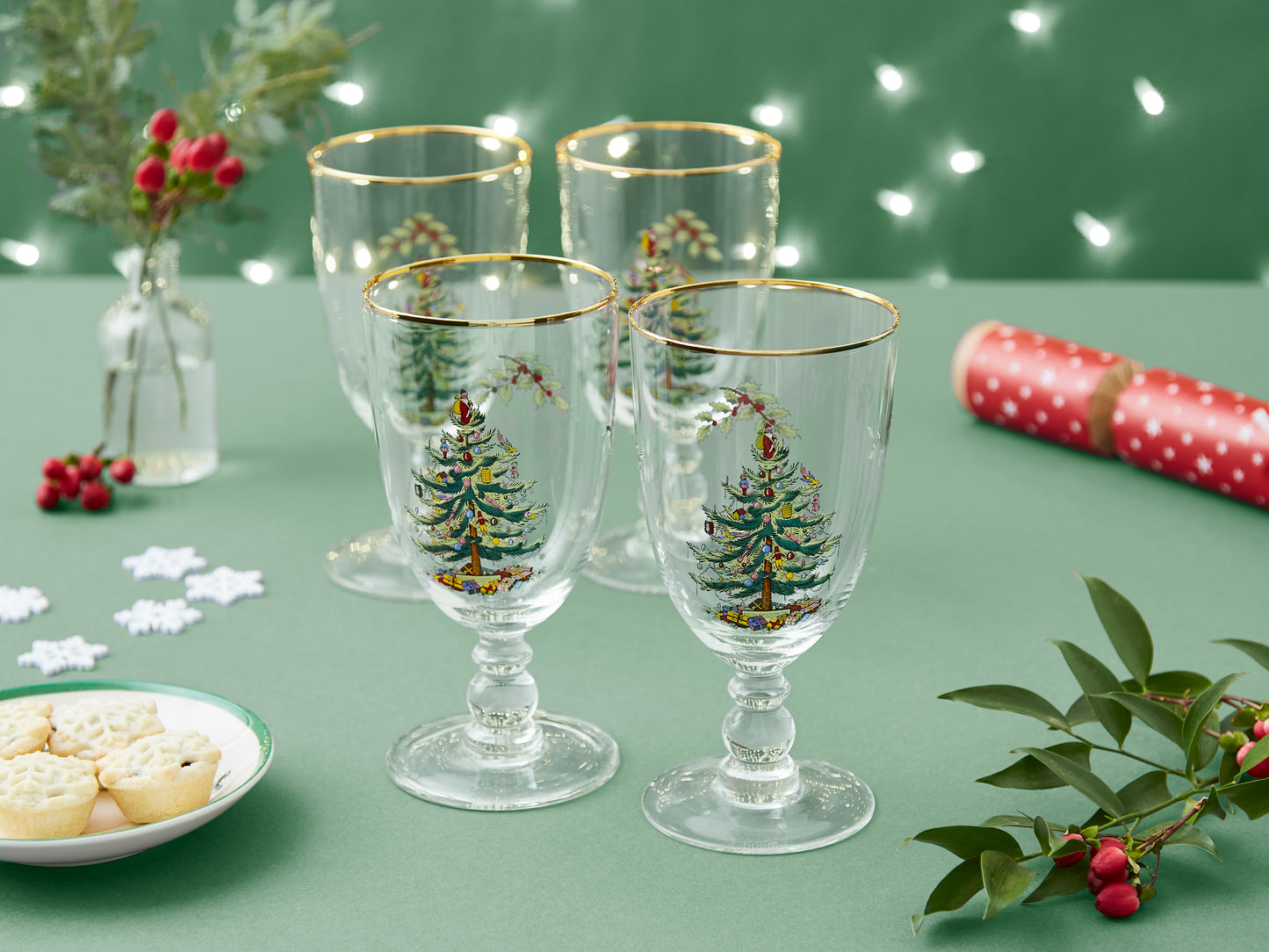 Spode Christmas Tree Set of 4 Goblets