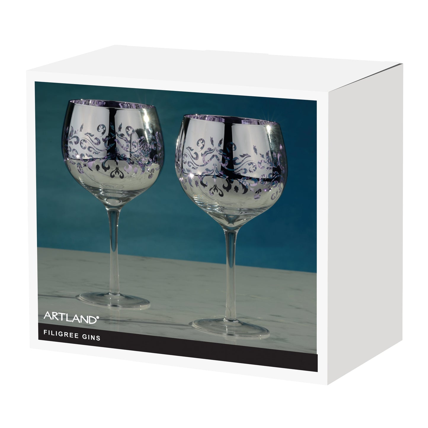 Artland Glass Set of 2 Filigree Gin Glasses Lilac