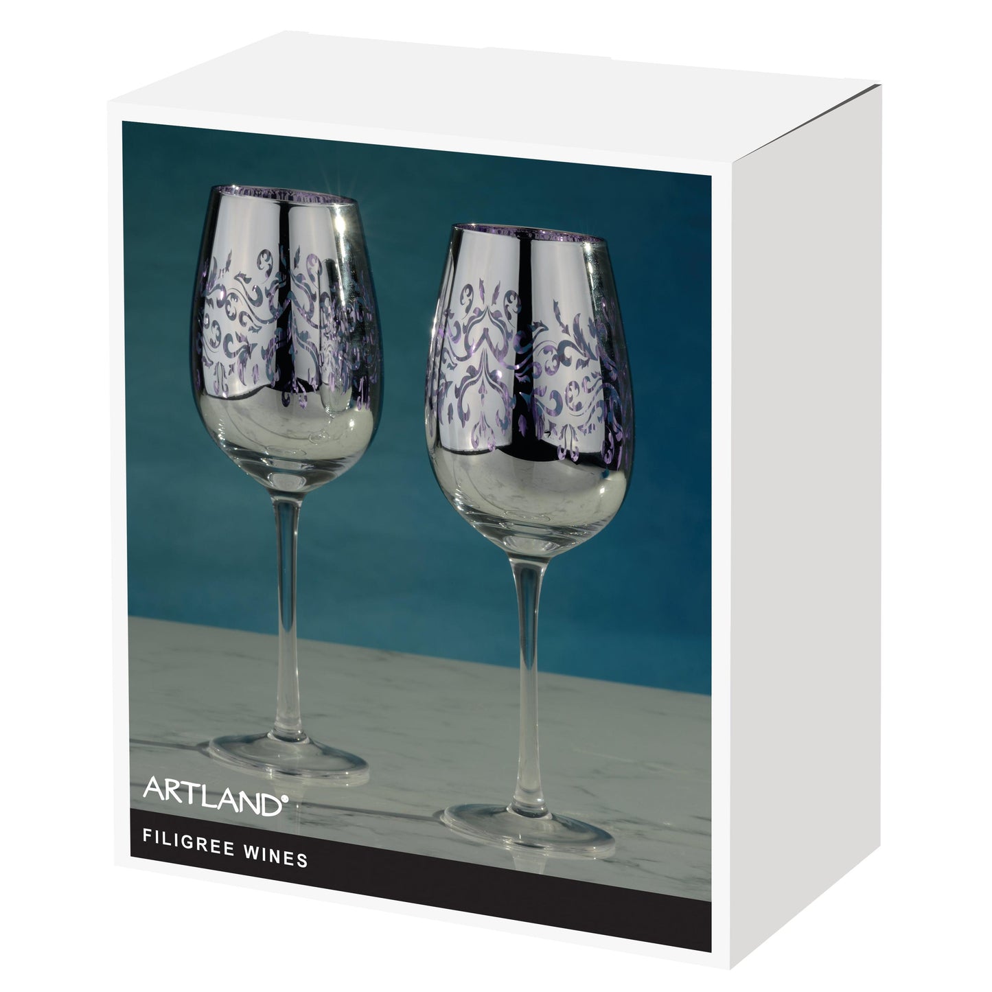 Artland Glass Set of 2 Filigree Wine Glasses Lilac