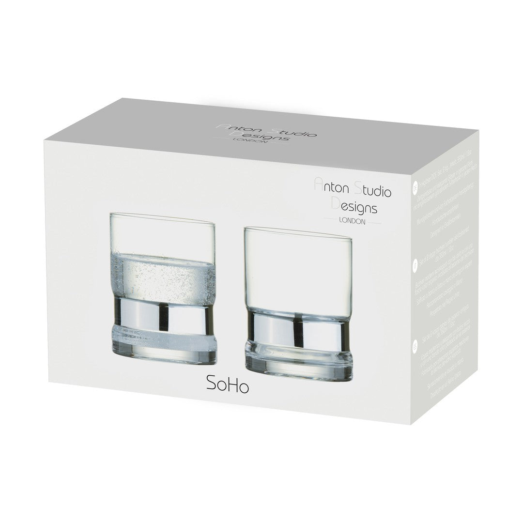 Anton Studio Glass SoHo DOF Tumblers Silver - Set of 2