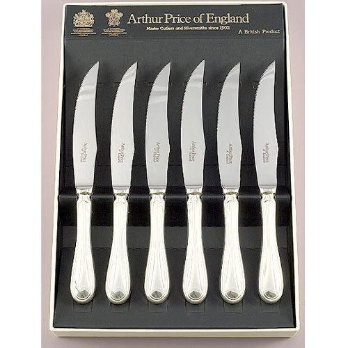 Arthur Price Britannia Cutlery Set - Stainless Steel -  Box of 6 Steak Knives