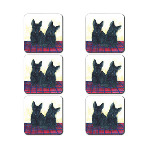 Kate Mawdsley Coasters Set of 6 - Scottie Dog