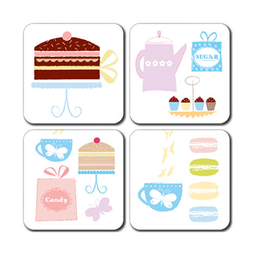 Michelle Mason Coasters Set of 4 Tea & Cake