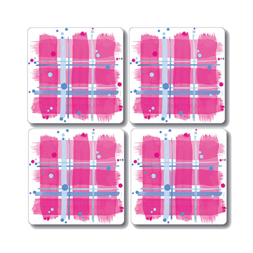 Scott Inness Coasters Set of 4 Pink Tartan