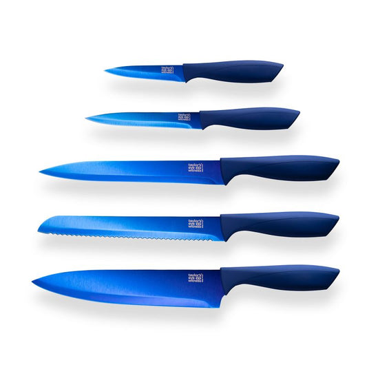 Taylors Eye Witness Sapphire 5 Piece Paring, All Purpose, Carving, Bread & 20cm Chef's Knife Set