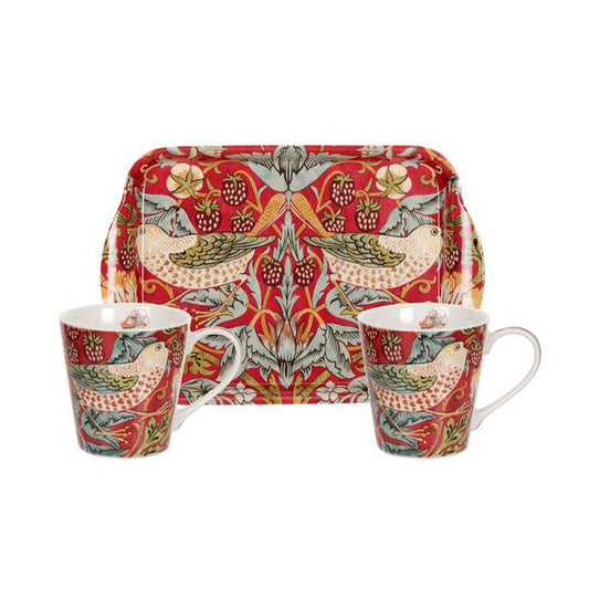 Morris and Co for Pimpernel Strawberry Thief Red Mug and Tray Set