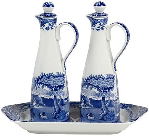Spode Blue Italian - Oil and Vinegar Set with Stand