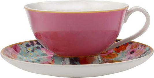 Maxwell & Williams Cashmere Bloems Teacup and Saucer 200ml - Pink/Blue