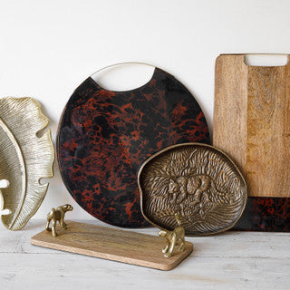 Artesà Mango Wood Rectangular Serving Platter with Leopard Handles
