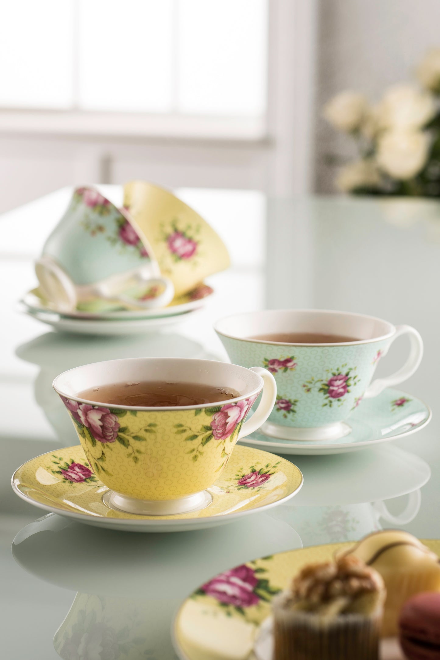 Aynsley Archive Rose Tea Cup And Saucer Set