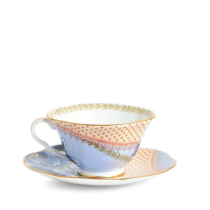 BUTTERFLY BLOOM BLUE TEACUP AND SAUCER