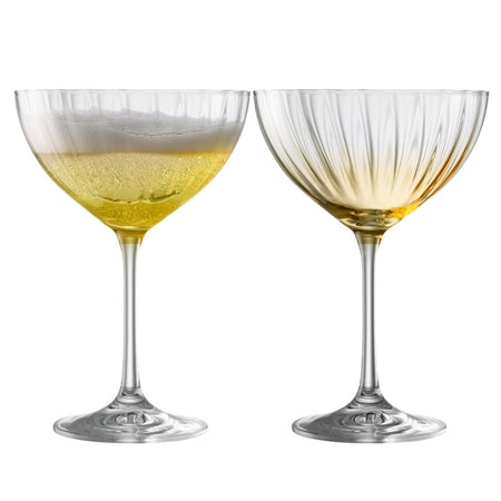 Galway Crystal Erne Cocktail/Champagne Saucer Set Of 2 In Amber