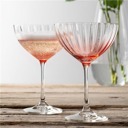 Galway Crystal Erne Cocktail/Champagne Saucer Set Of 2 In Blush