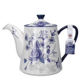 London Pottery Blue Rose 4 Cup Blue and White Teapot - Ceramic, 900 ml