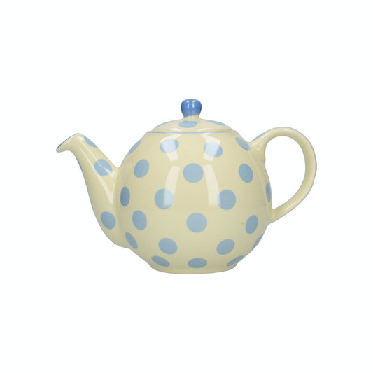 London Pottery Globe 4 Cup Teapot Ivory With Blue Spots