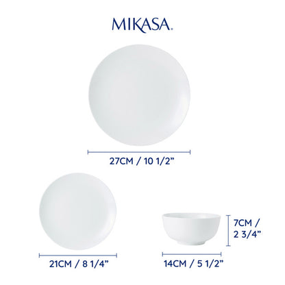 Mikasa Chalk 12 Piece Porcelain Dinner Set White