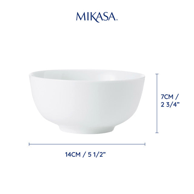 Mikasa Chalk 4 Piece Porcelain Cereal Bowl Set 14cm White