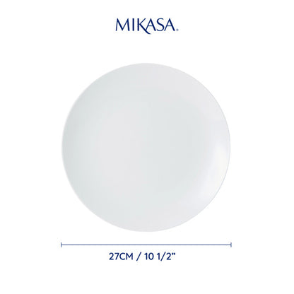 Mikasa Chalk 4 Piece Porcelain Dinner Plate Set 27cm White