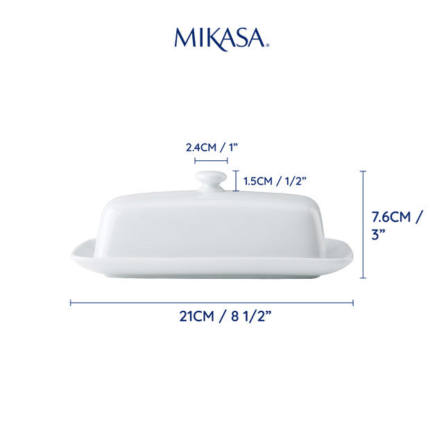 Mikasa Chalk Porcelain Butter Dish 21cm White