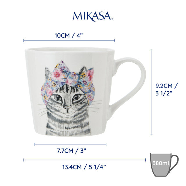 Mikasa Tipperleyhill Cat Print Porcelain Mug 380ml