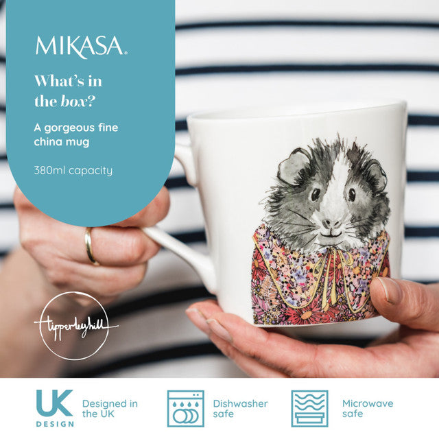 Mikasa Tipperleyhill Guinea Pig Print Porcelain Mug 380ml